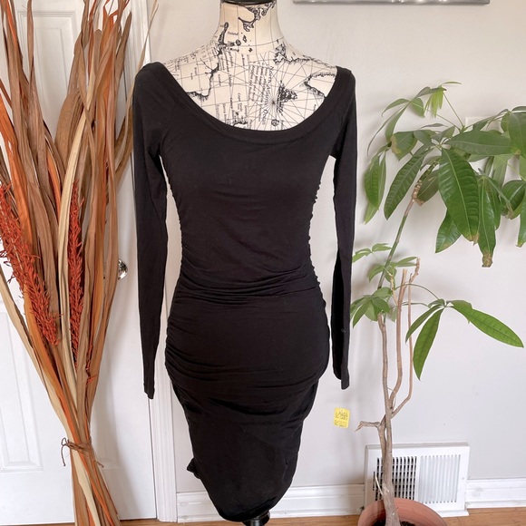 Velvet Whimsgoth Vintage y2k Off Shoulder Drap Bodice LBD Ruched Rave Club Sexy - Picture 1 of 6